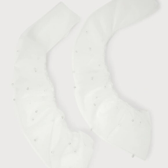 Lulus Simple Poise White Mesh Pearl Fingerless Gloves - Size One Size - never wo - Picture 3 of 3